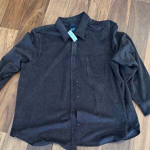 GAP women’s faux suede chocolate brown perfect shirt XXL NWT